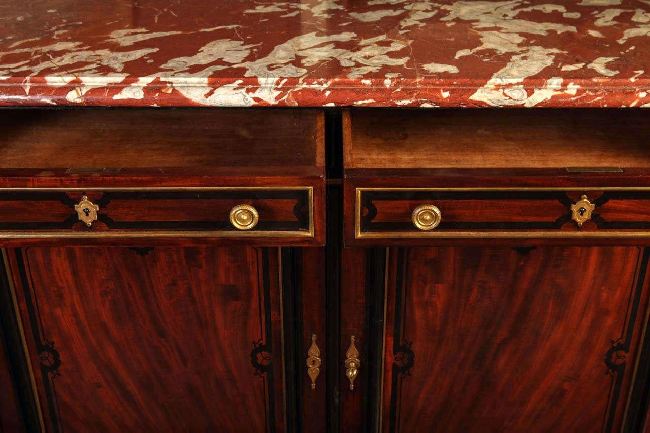 Charles X French 19th Century Buffet Side Board with Marble-Top Royal Rouge of Languedoc For Sale