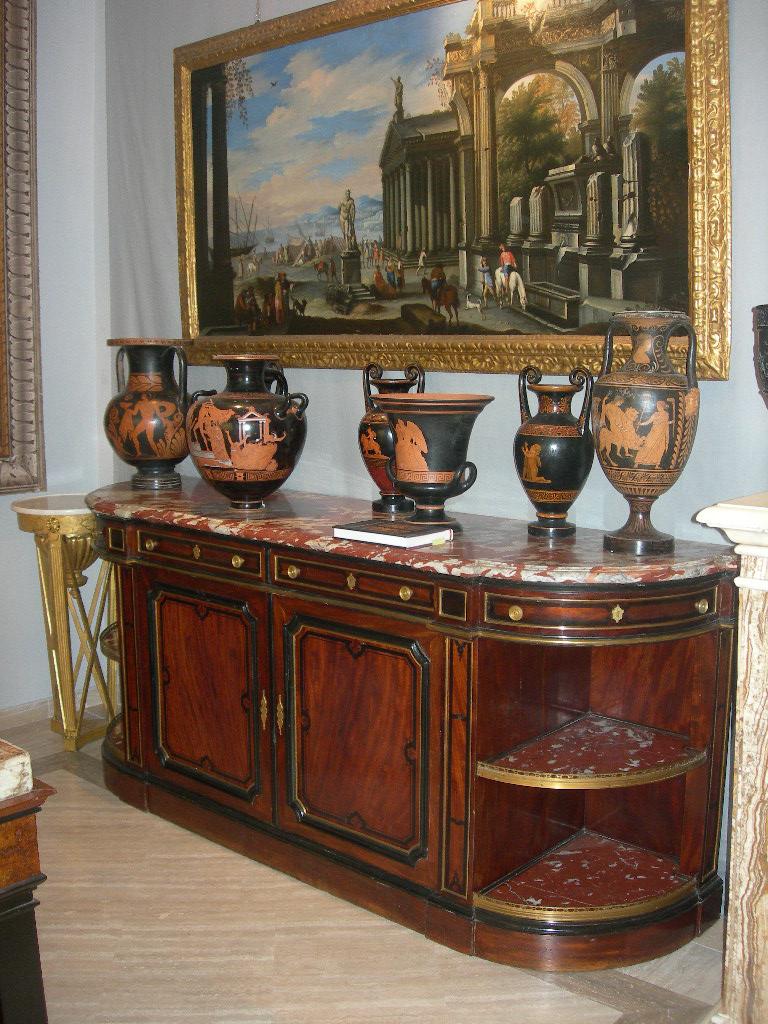 Wood French 19th Century Buffet Side Board with Marble-Top Royal Rouge of Languedoc For Sale