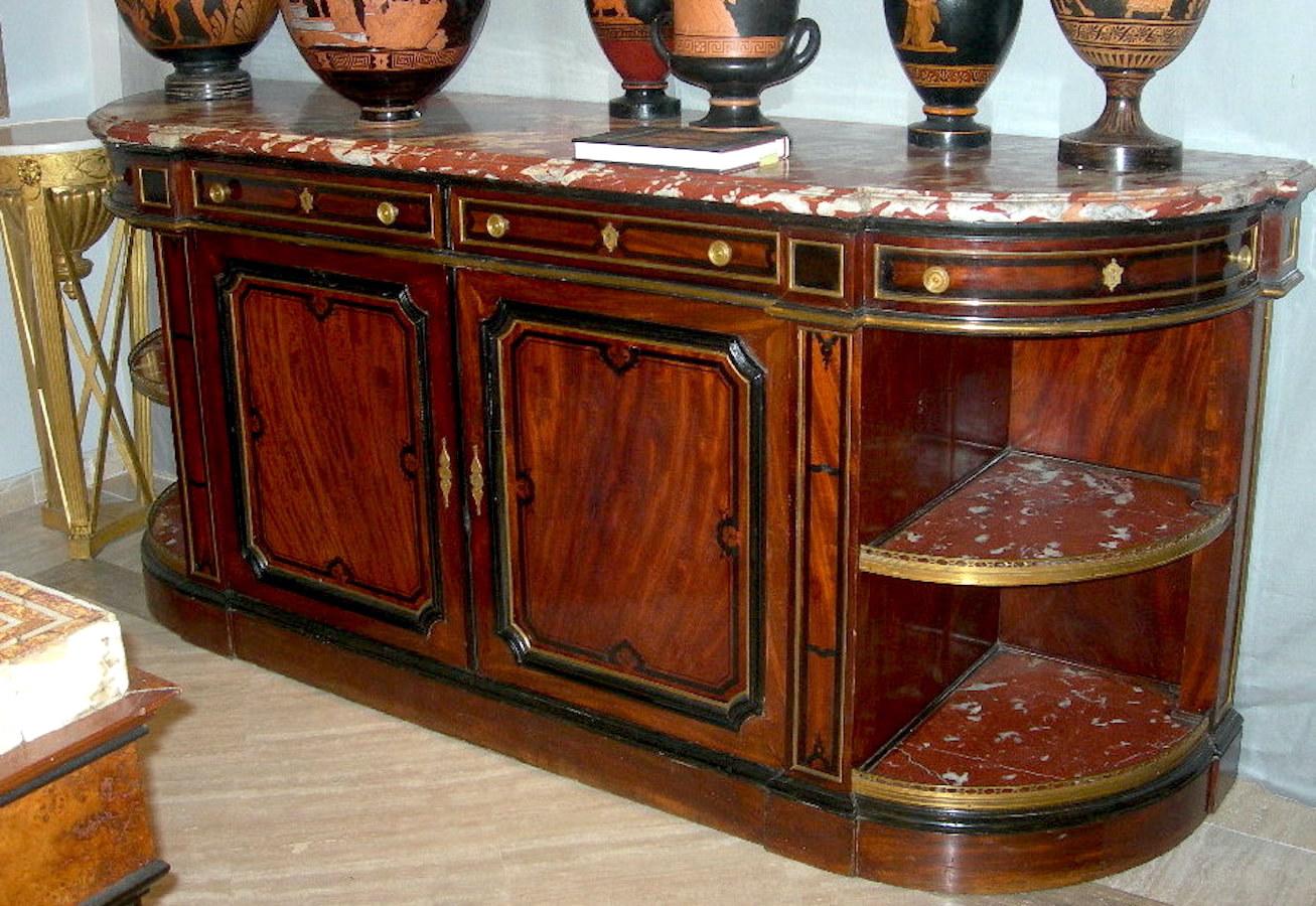 French 19th Century Buffet Side Board with Marble-Top Royal Rouge of Languedoc For Sale 1