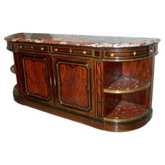 Antique French 19th Century Buffet Side Board with Marble-Top Royal Rouge of Languedoc