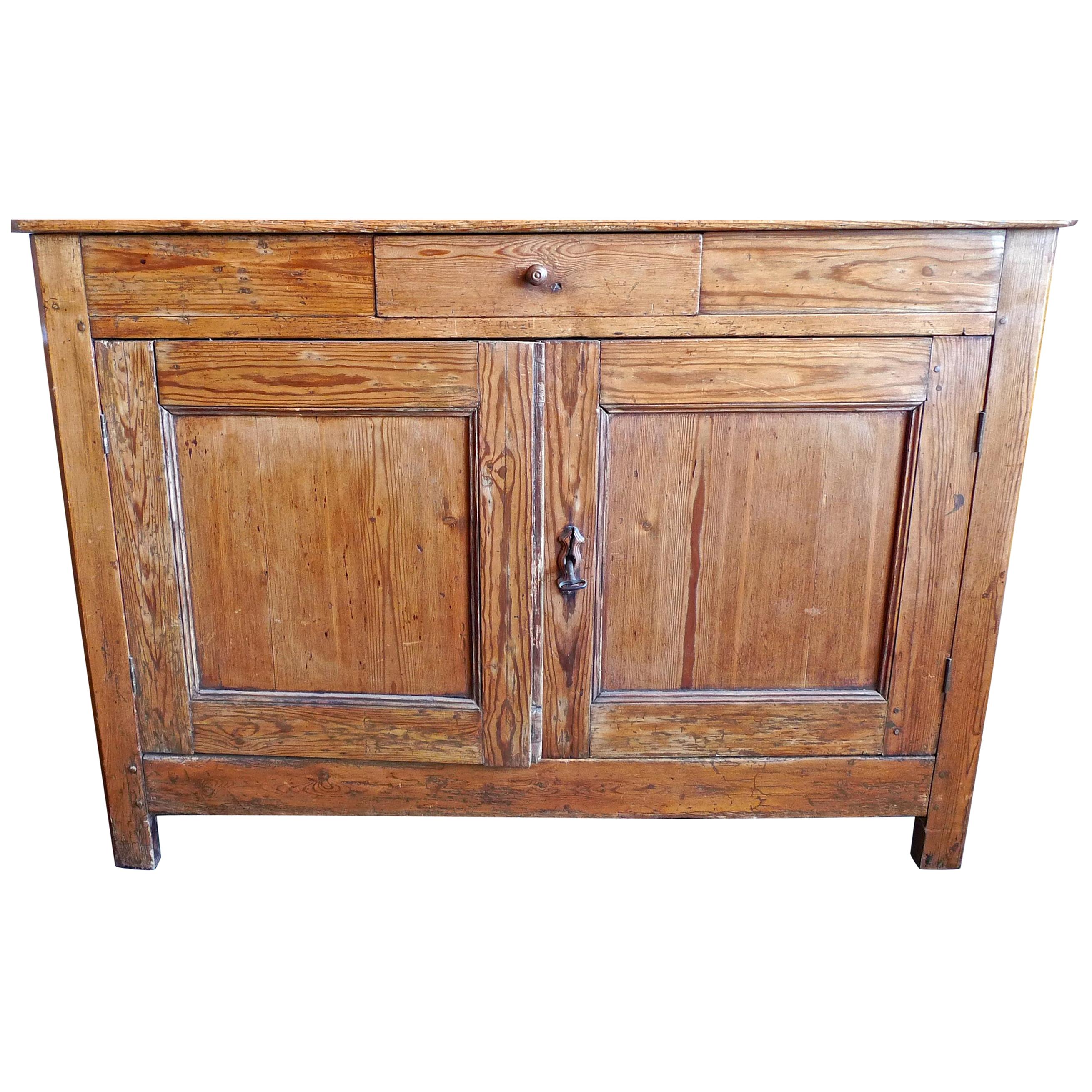 French 19th Century Buffet with Two Doors, One Shelf and a Small Centre Drawer