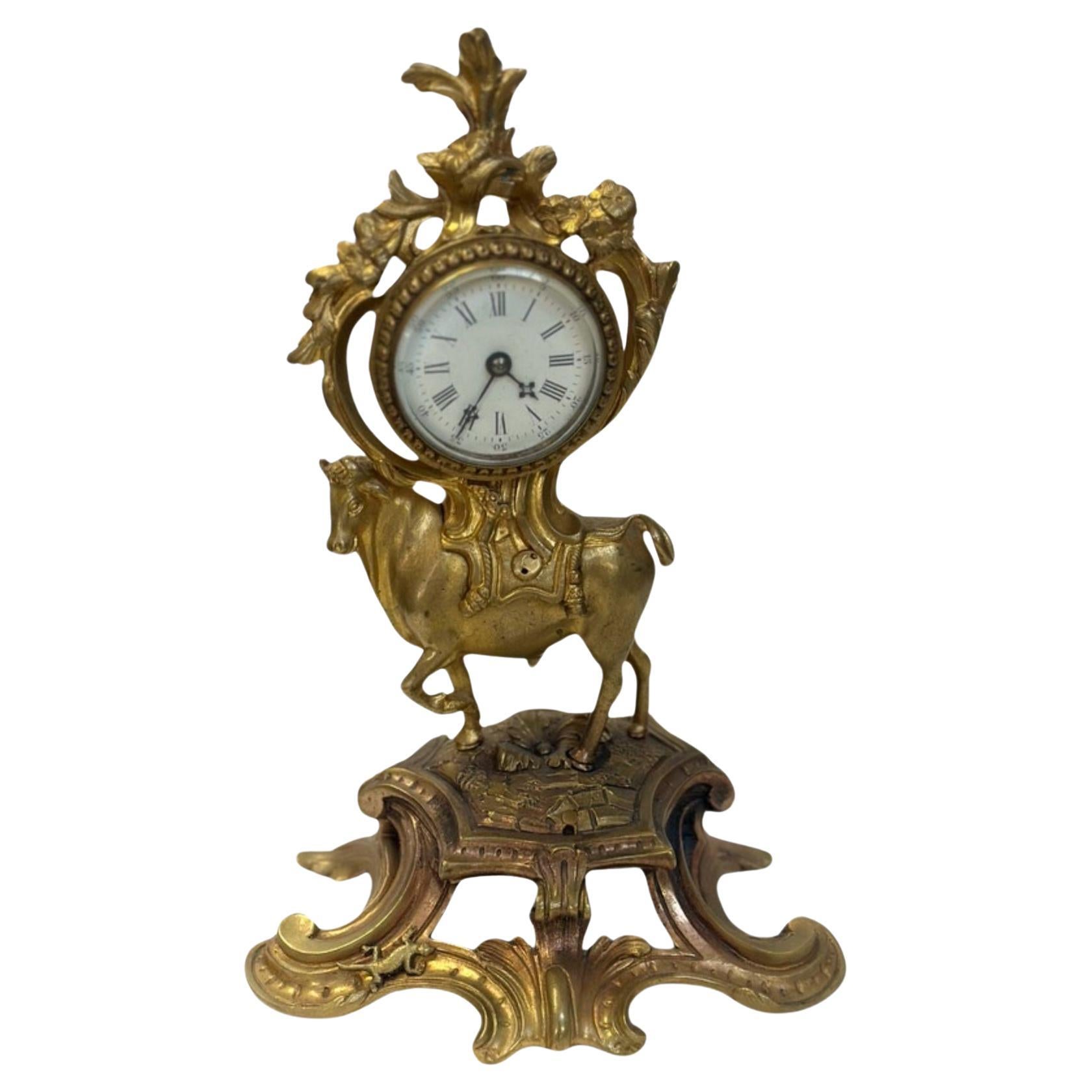 French 19th Century Bull Bronze Clock