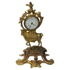 Antique French 19th Century Bull Bronze Clock