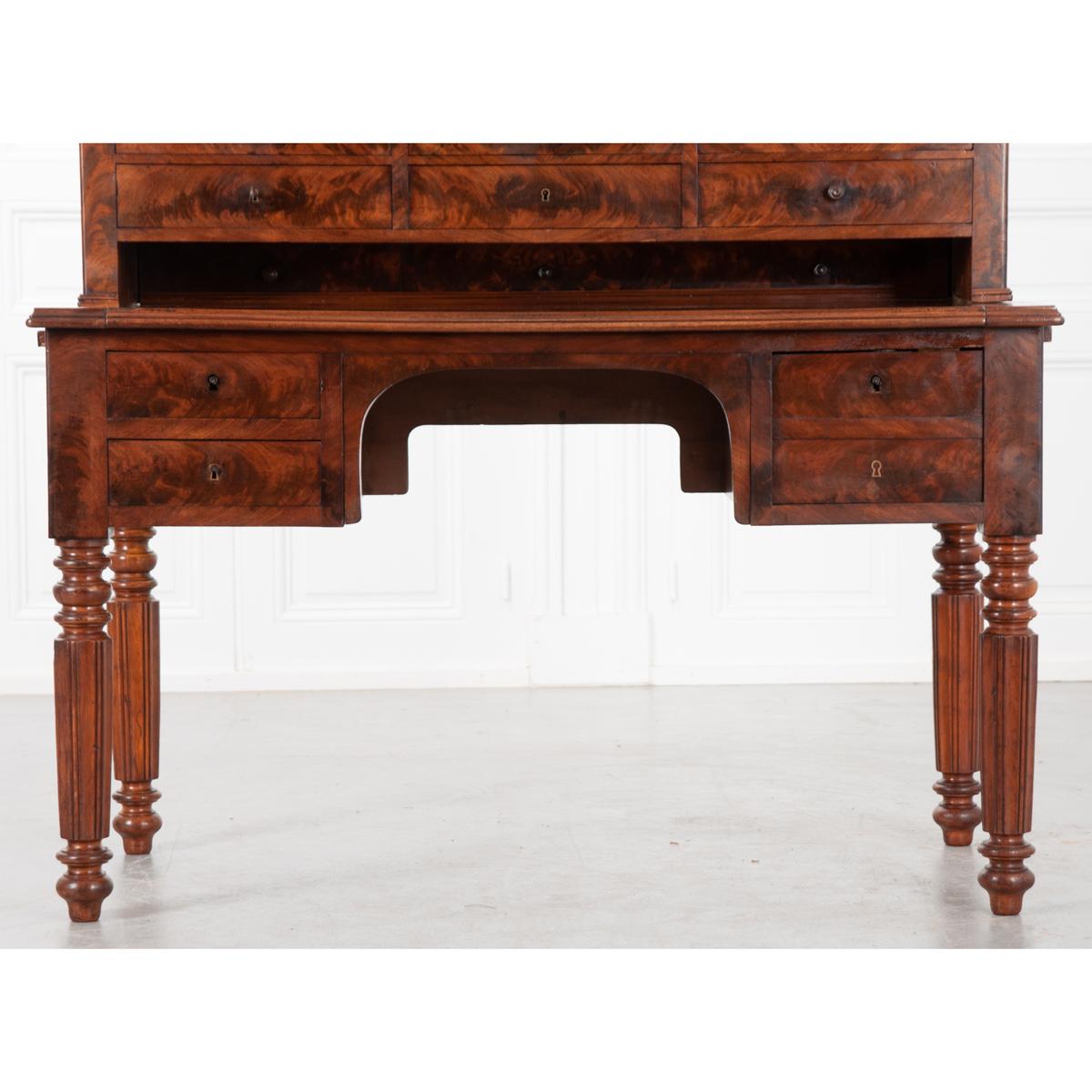 French 19th Century Burl Mahogany Secretary 3