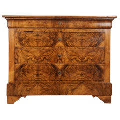 Antique French 19th Century Burl Walnut Louis Philippe Commode