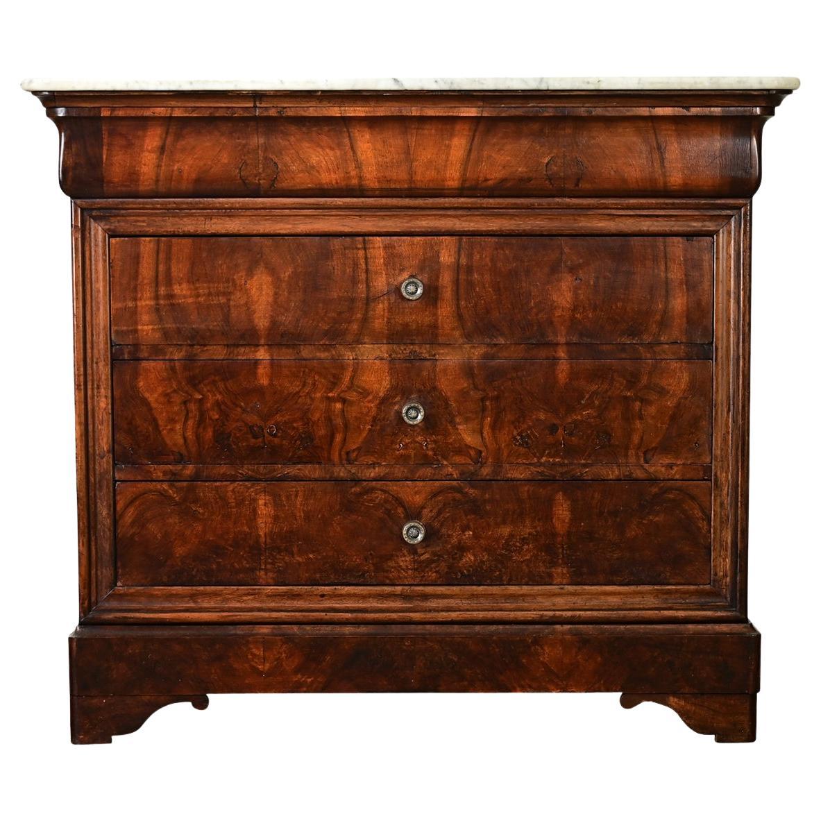 French 19th Century Burl Walnut Louis Philippe Commode