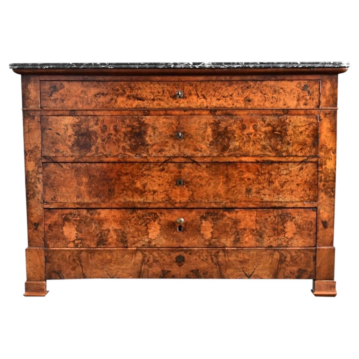 French 19th Century Burl Walnut Louis Philippe Commode