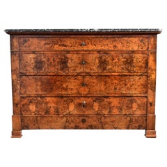 French 19th Century Burl Walnut Louis Philippe Commode