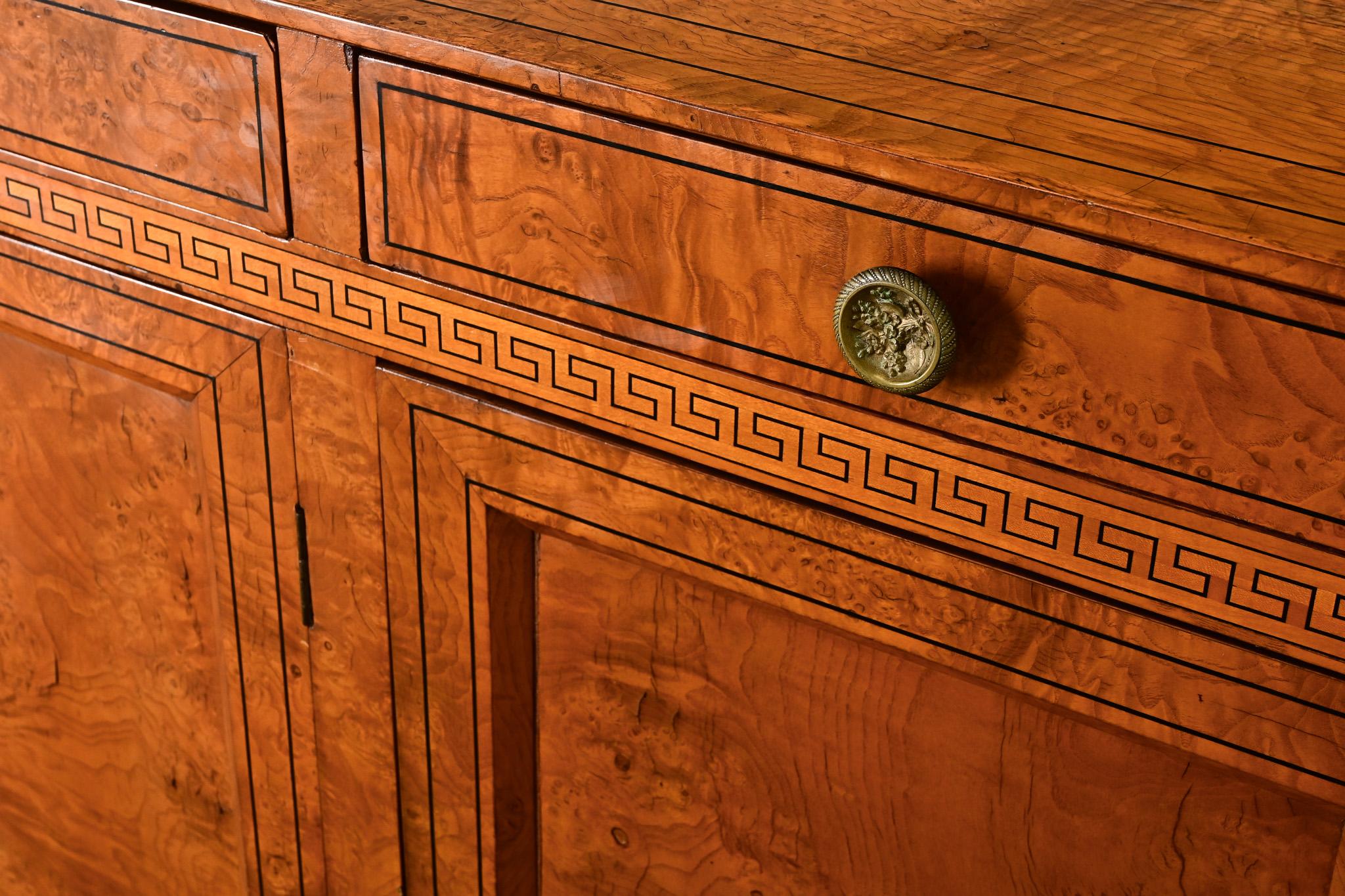 French 19th Century Burl Wood & Greek Key Enfilade For Sale 4