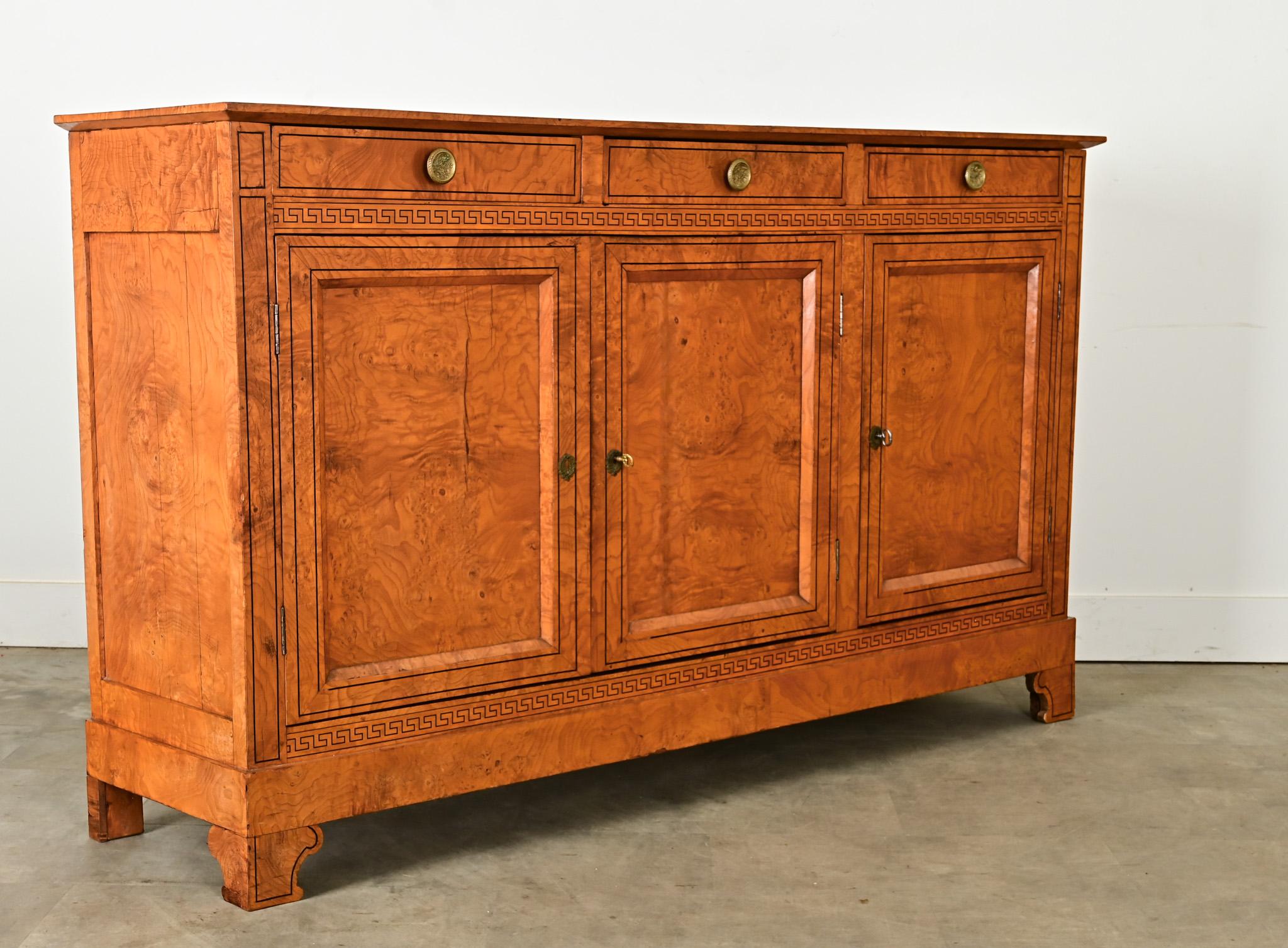 French 19th Century Burl Wood & Greek Key Enfilade For Sale 8
