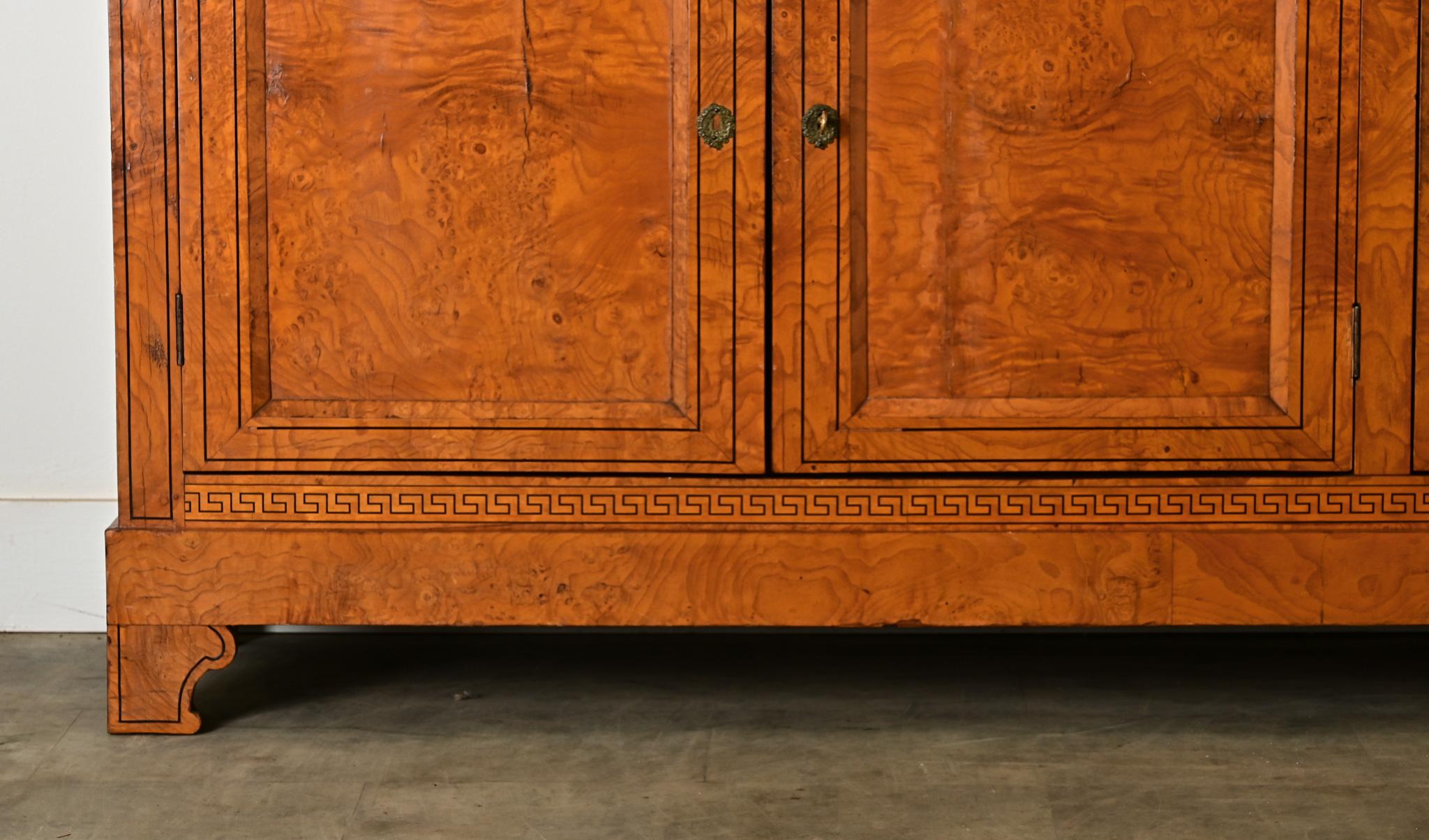 Ebonized French 19th Century Burl Wood & Greek Key Enfilade For Sale