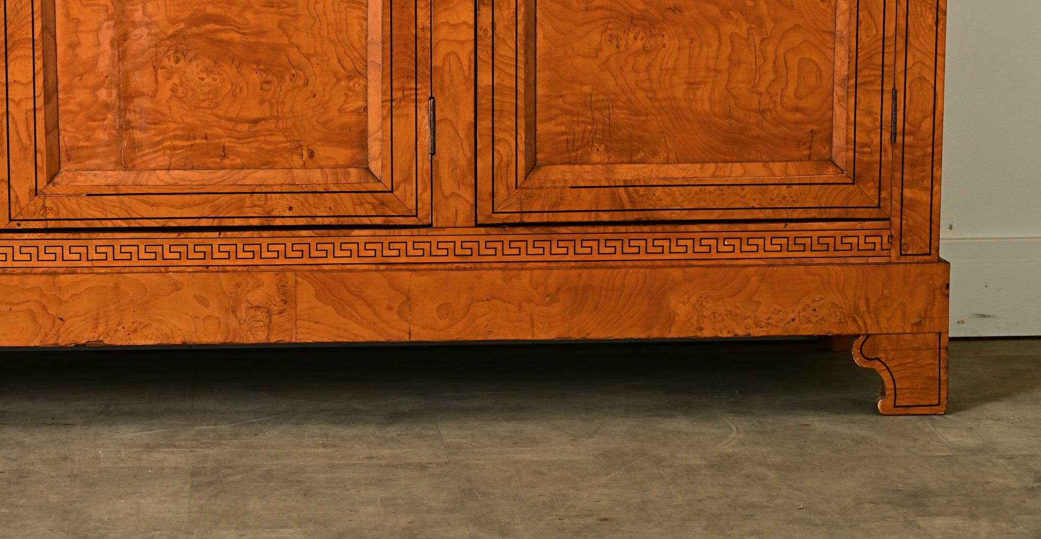 French 19th Century Burl Wood & Greek Key Enfilade In Good Condition For Sale In Baton Rouge, LA