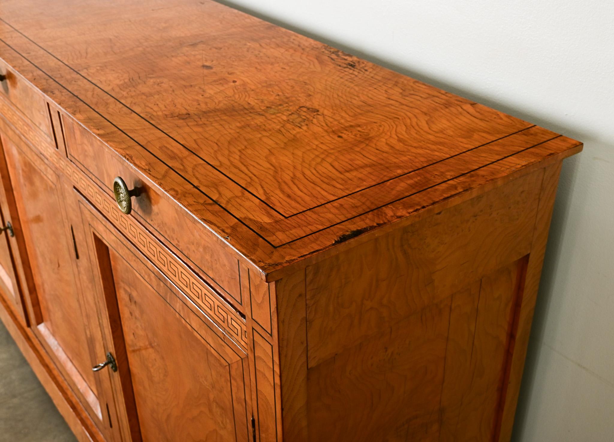 French 19th Century Burl Wood & Greek Key Enfilade For Sale 3