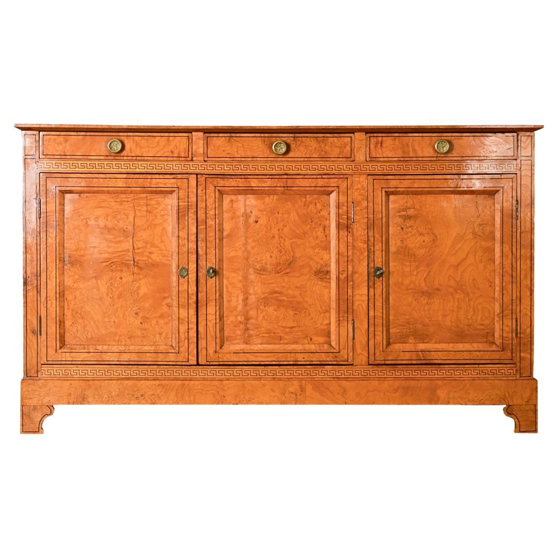 French 19th Century Burl Wood & Greek Key Enfilade For Sale