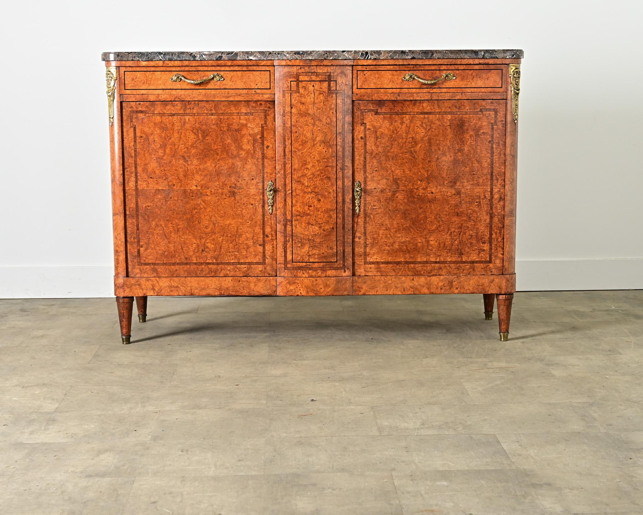 Other French 19th Century Burled Maple & Marble Top Buffet For Sale