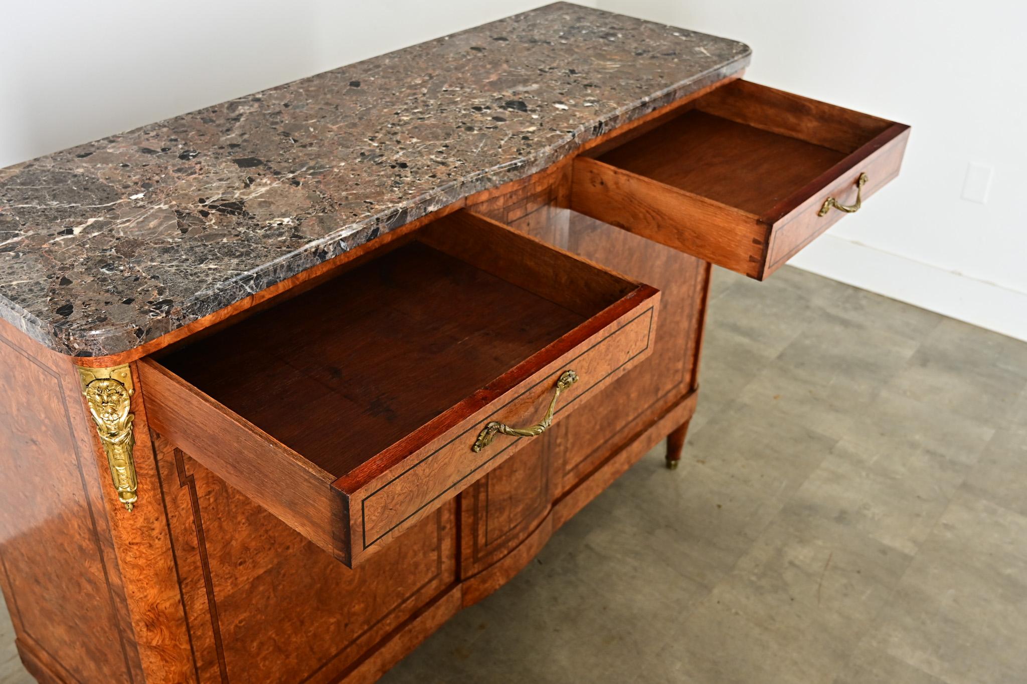 French 19th Century Burled Maple & Marble Top Buffet For Sale 2