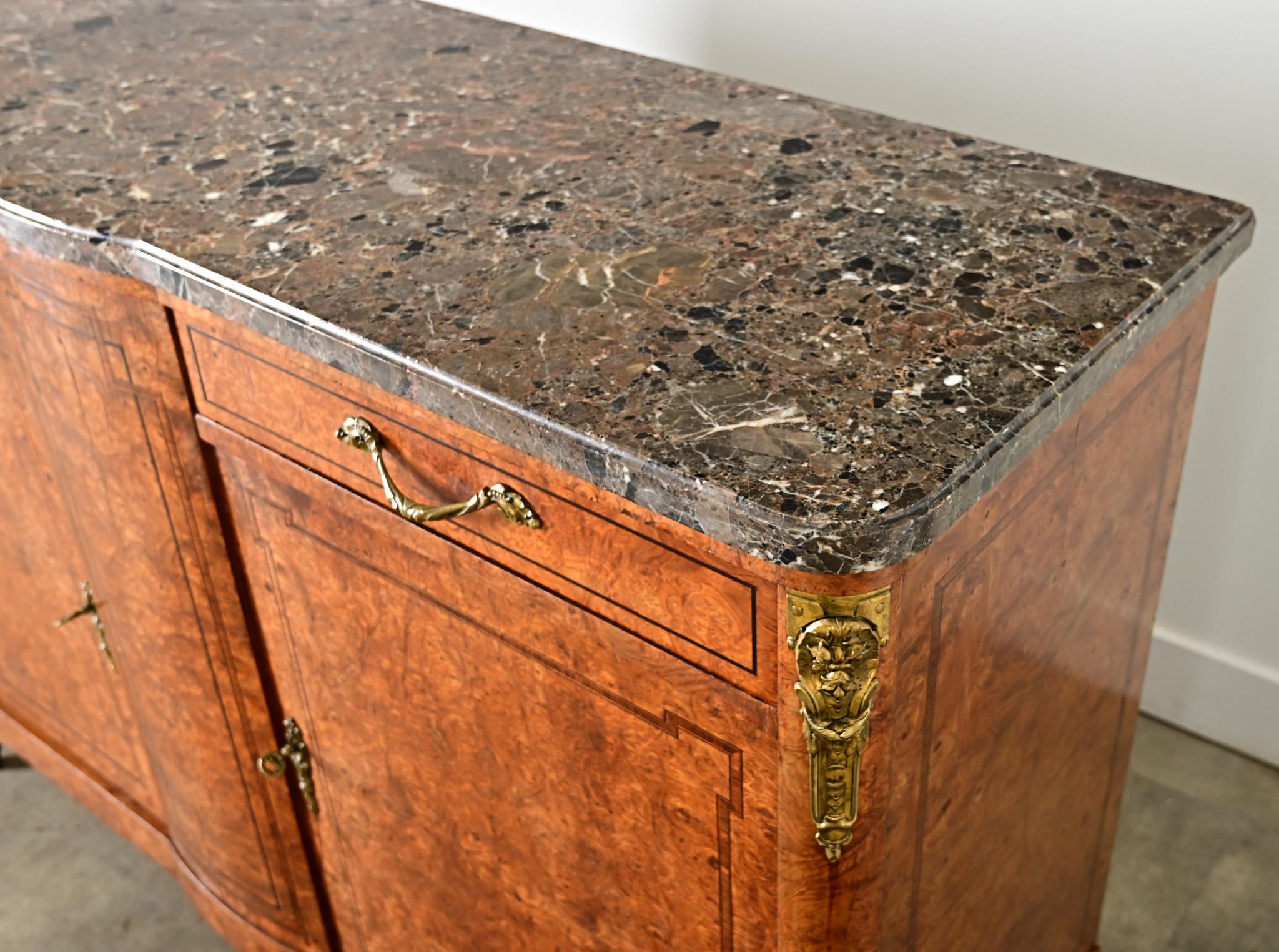 French 19th Century Burled Maple & Marble Top Buffet For Sale 3