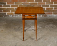 French 19th Century Burlwood Folding Table with Inlaid Accents and Diamond Motif