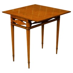 Antique French 19th Century Burlwood Folding Table with Inlaid Accents and Diamond Motif