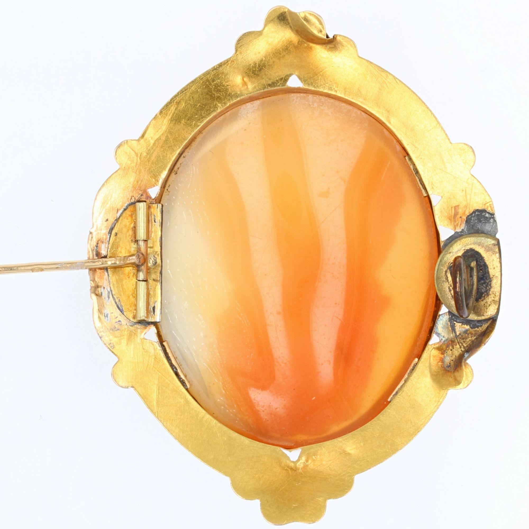 French 19th Century Cameo Enamel 18 Karat Yellow Gold Brooch Earrings Set For Sale 4