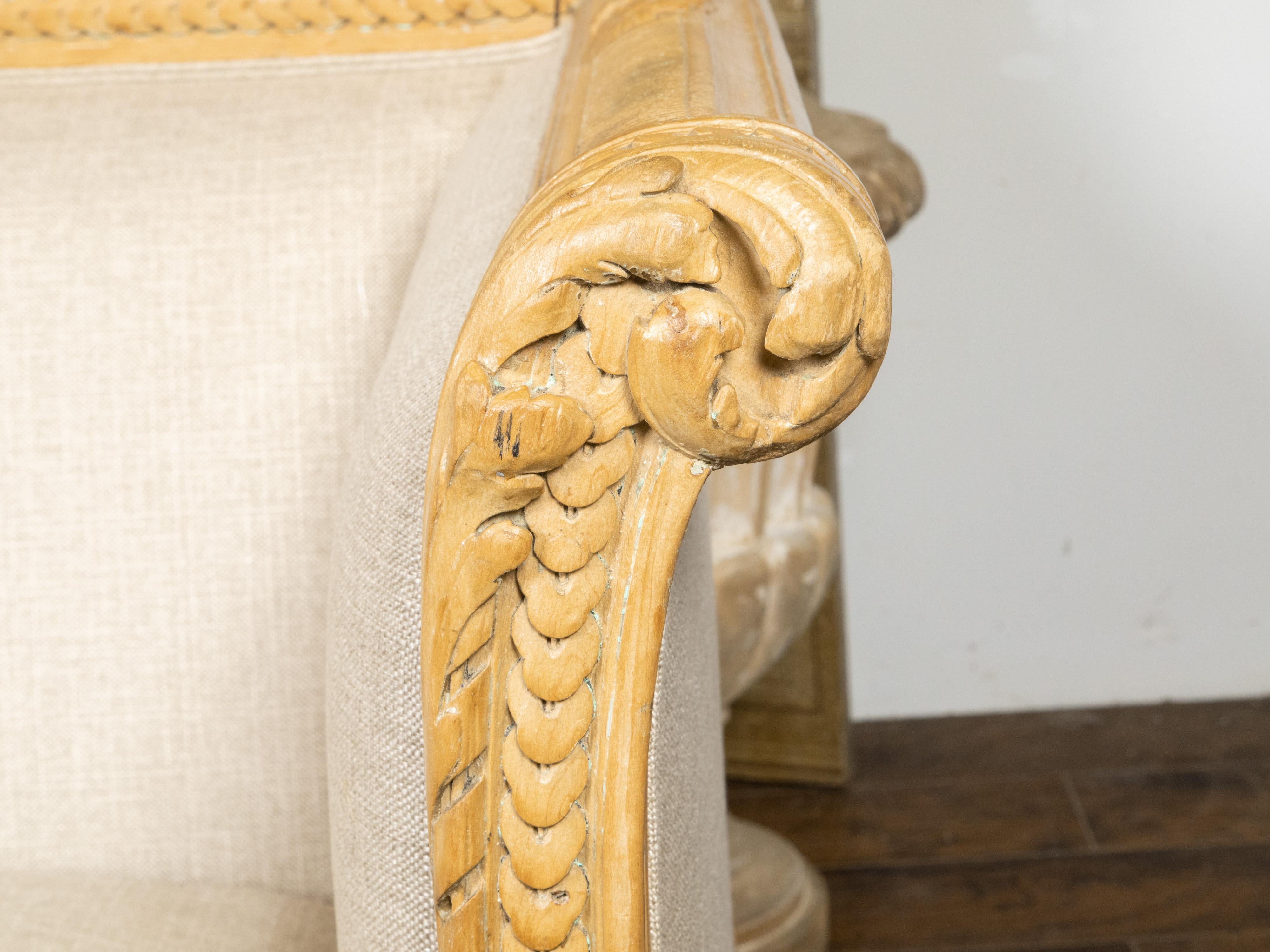 French 19th Century Canapé with Richly Carved Décor and New Upholstery For Sale 6