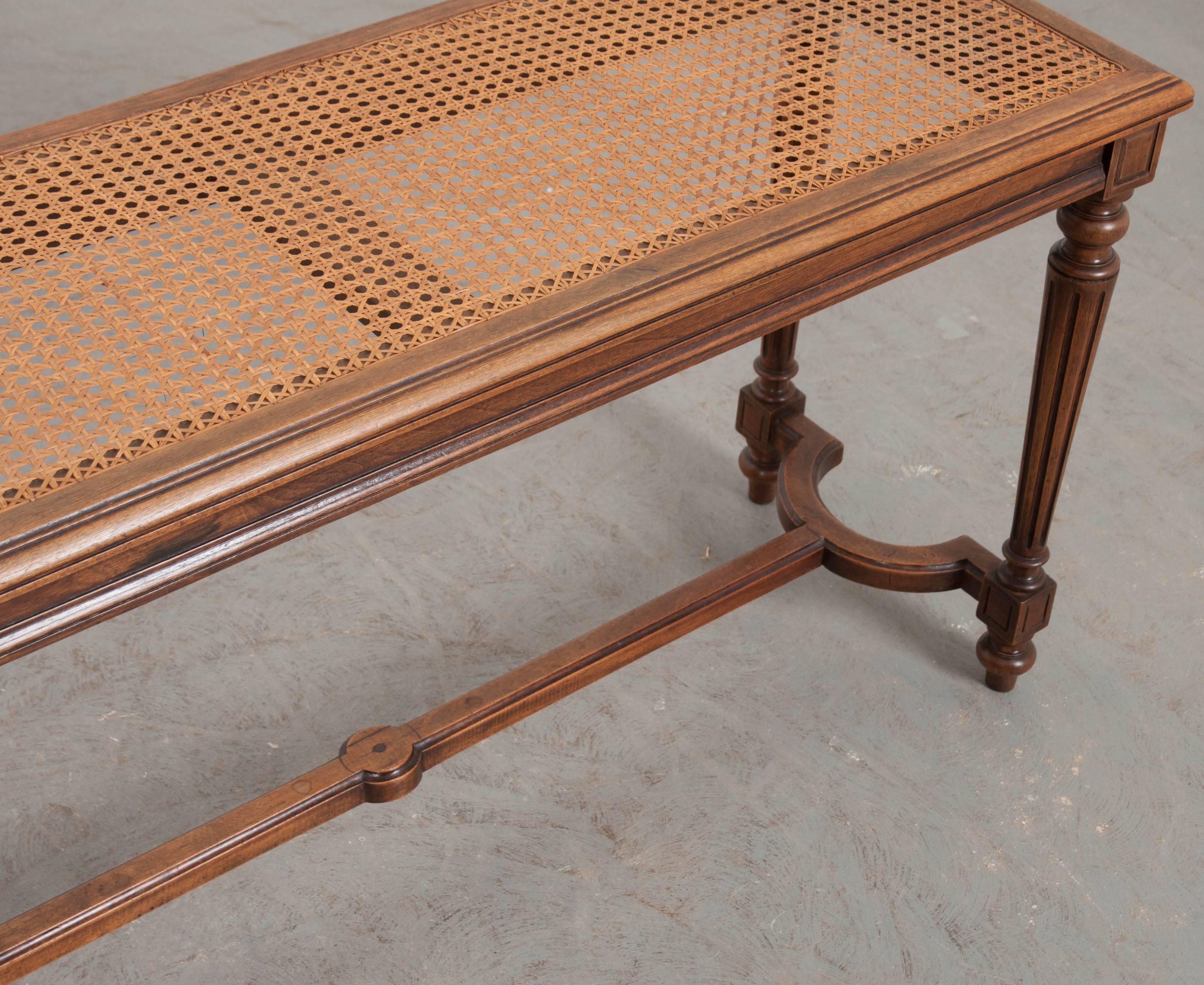 French 19th Century Cane and Walnut Louis XVI Bench 3