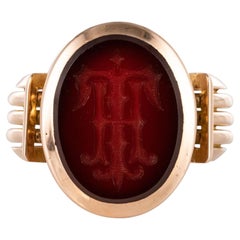 Franzsischer Siegelring aus 18 Karat Gelbgold mit Karneol-Intaglio aus dem 19. Jahrhundert