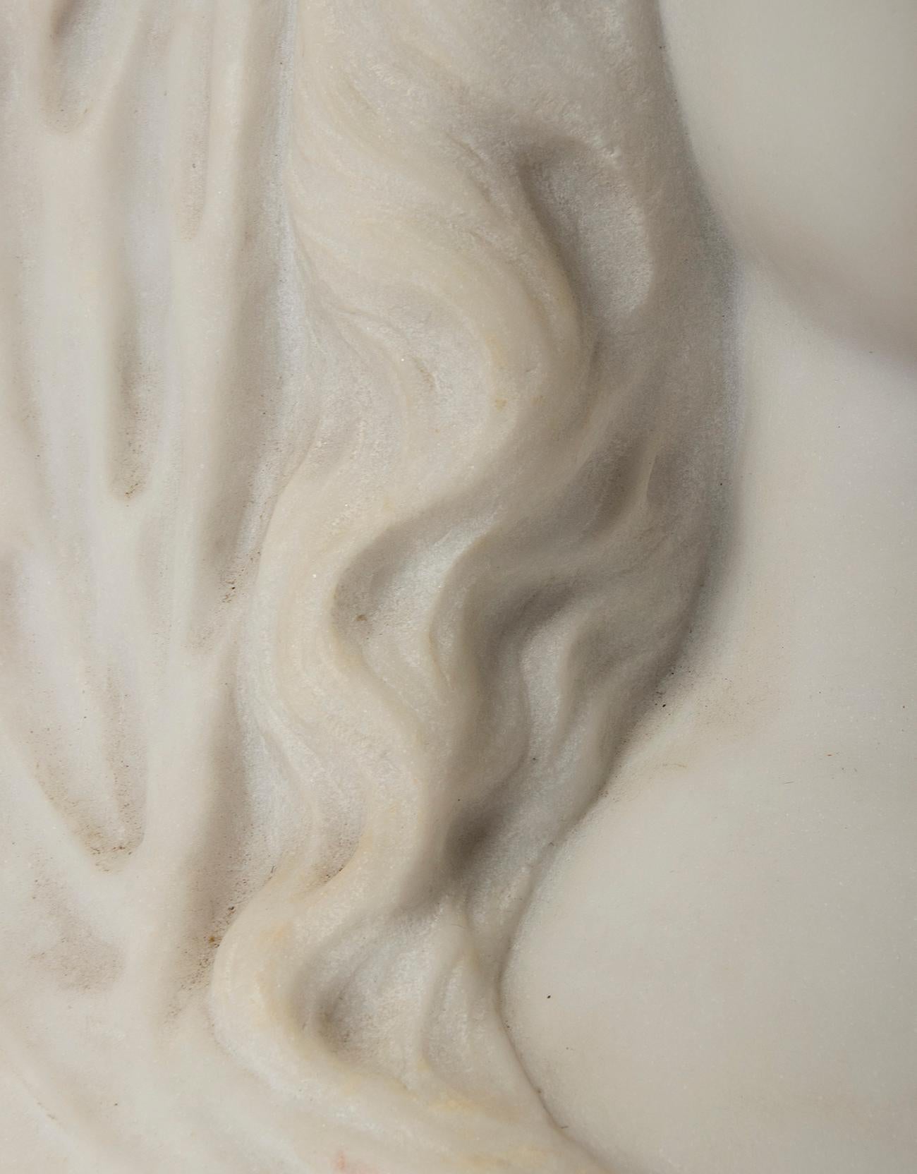 French 19th Century Carrara Marble Sculpture Portrait of Woman, Signed LeBrun For Sale 1