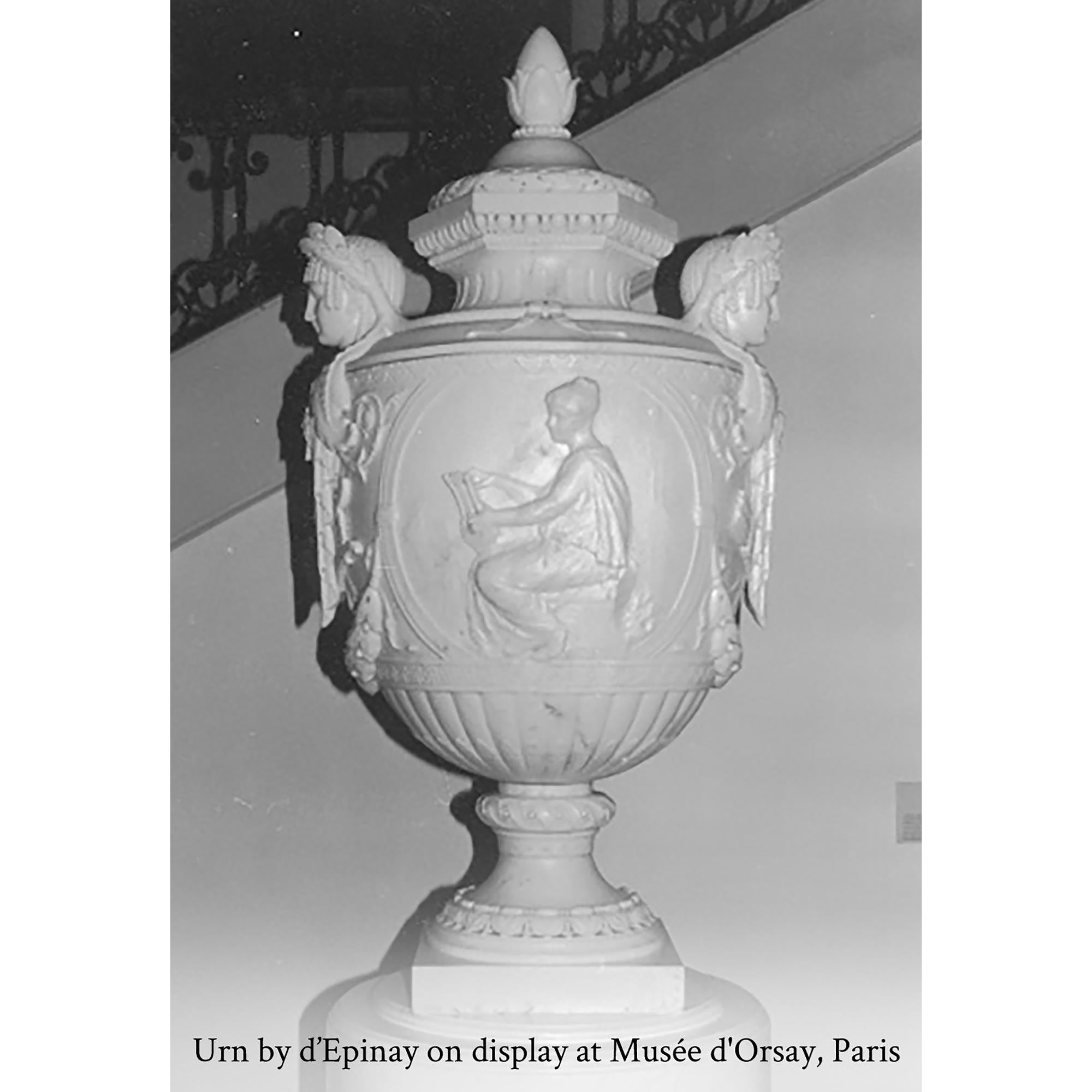 French 19th century Carrara marble urns signed D. Epinay Carls Adrien Prosper For Sale 13