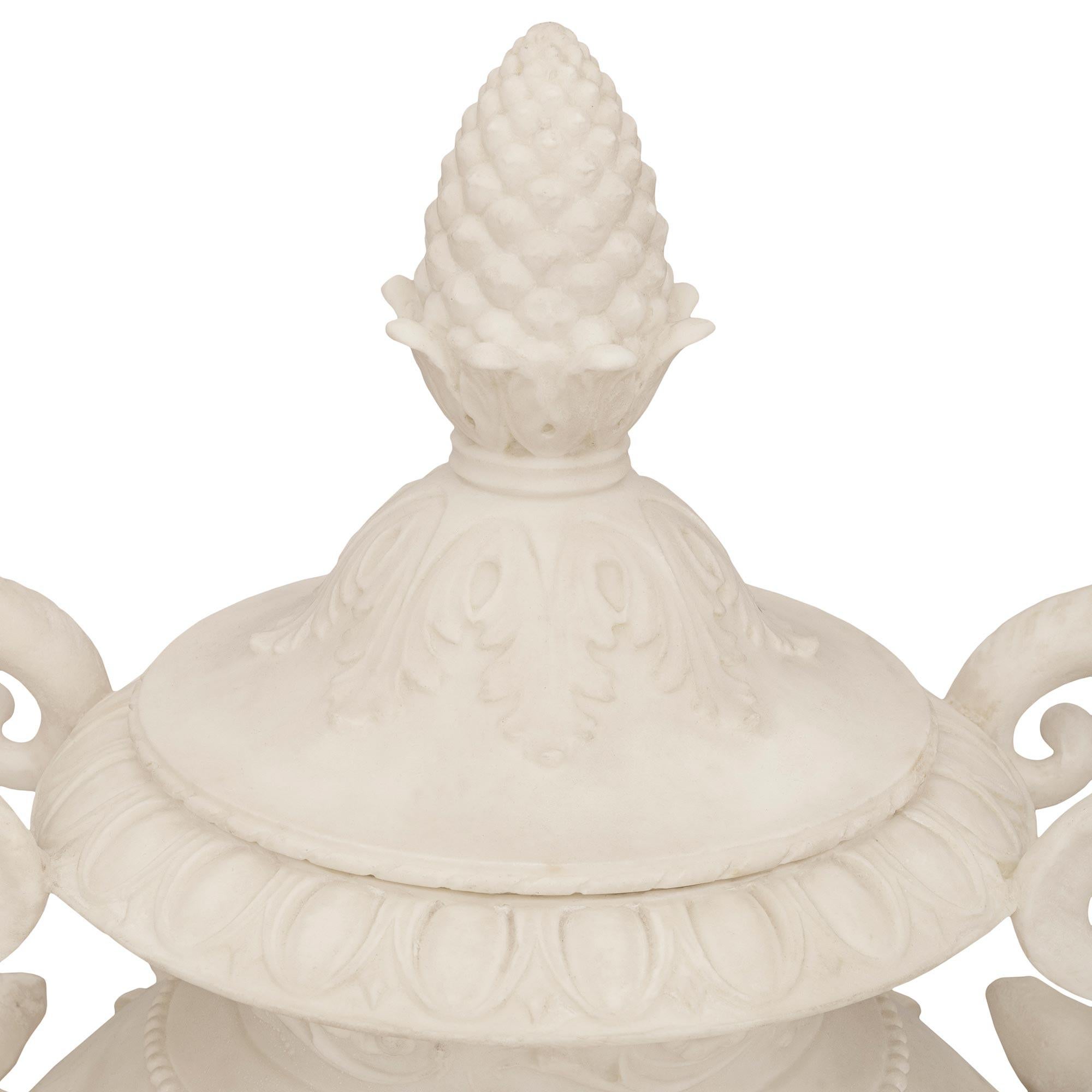 Carrara Marble French 19th century Carrara marble urns signed D. Epinay Carls Adrien Prosper For Sale