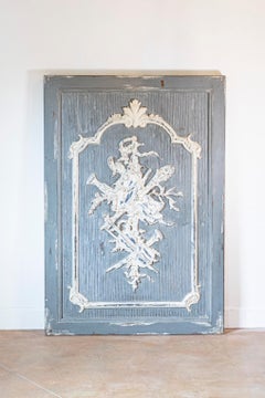 French 19th Century Carved and Painted Wooden Panel with Liberal Arts Allegory