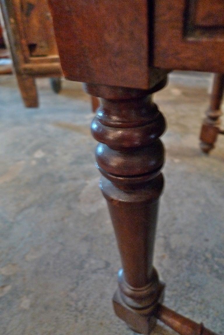 French 19th Century Carved and Stained Walnut Bench with Zinc Seat and Two Arms For Sale 3