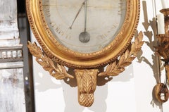 French 19th Century Carved Giltwood Barometer with Eagle and Laurel Wreath Motif