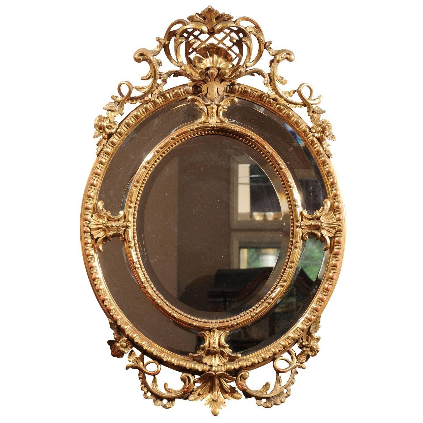 French 19th Century Carved Gold Leaf Mirror