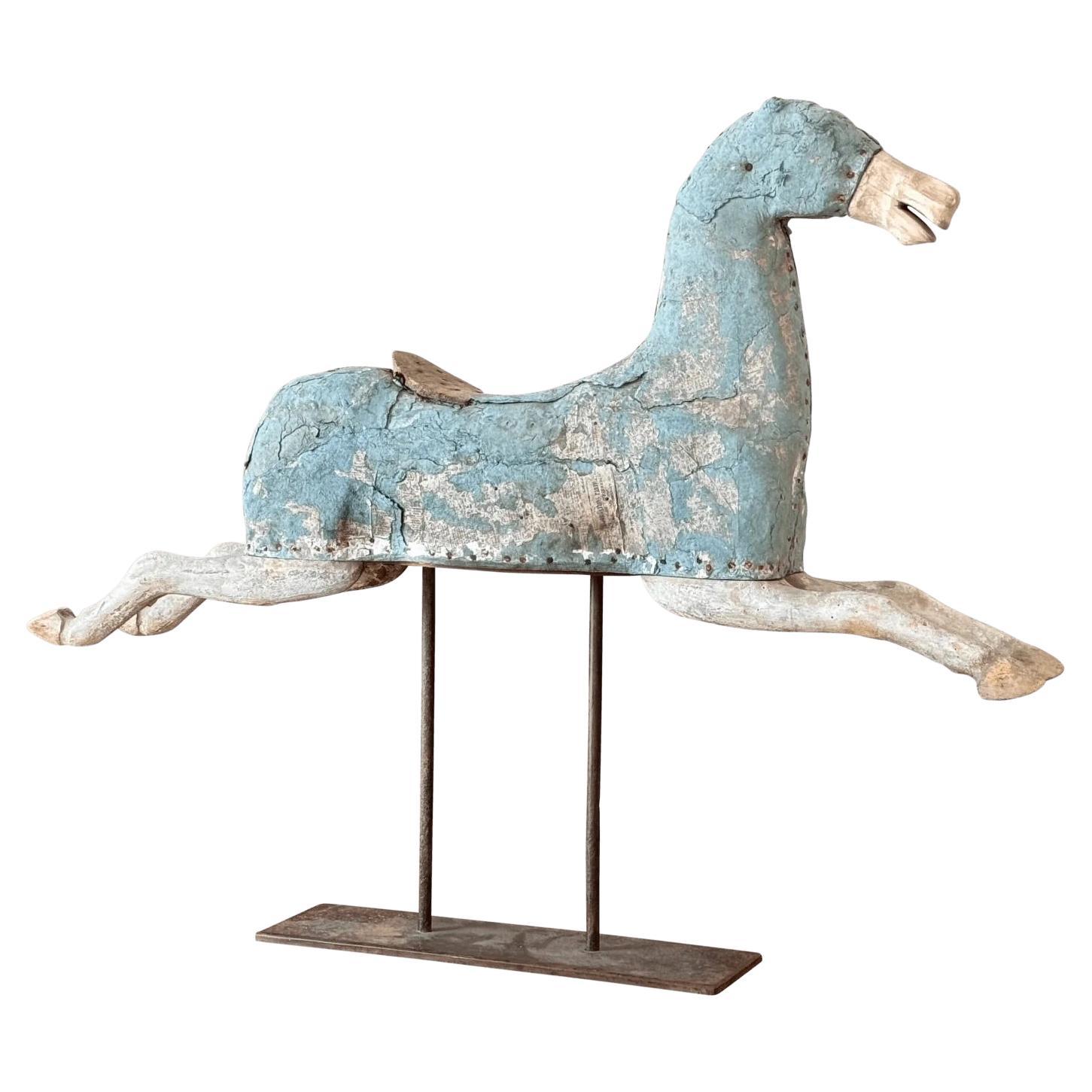 French 19th Century Carved Horse on Stand