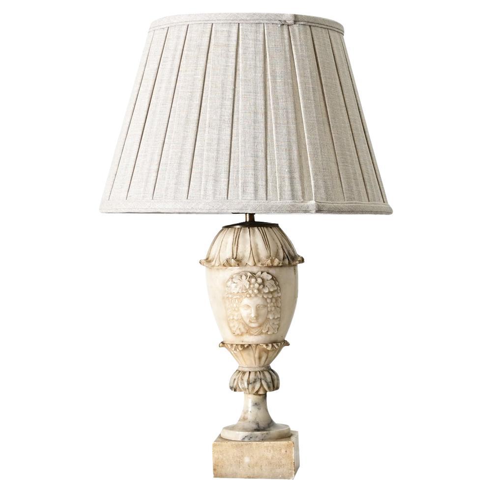 French 19th Century Carved Marble Table Lamp of Bacchus For Sale