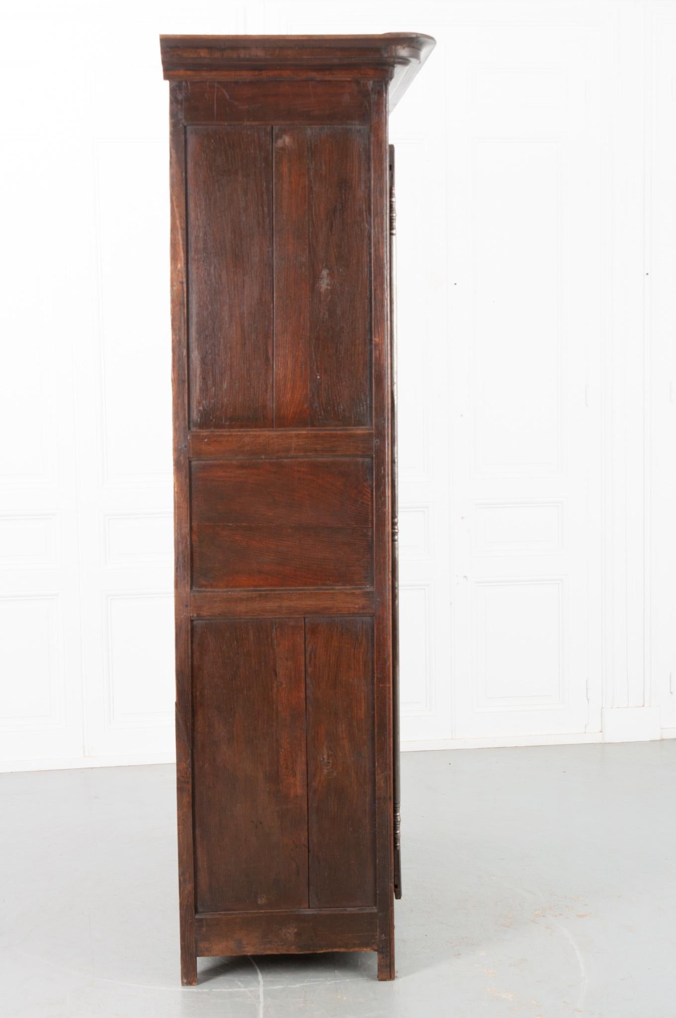 French 19th Century Carved Oak Armoire For Sale 7