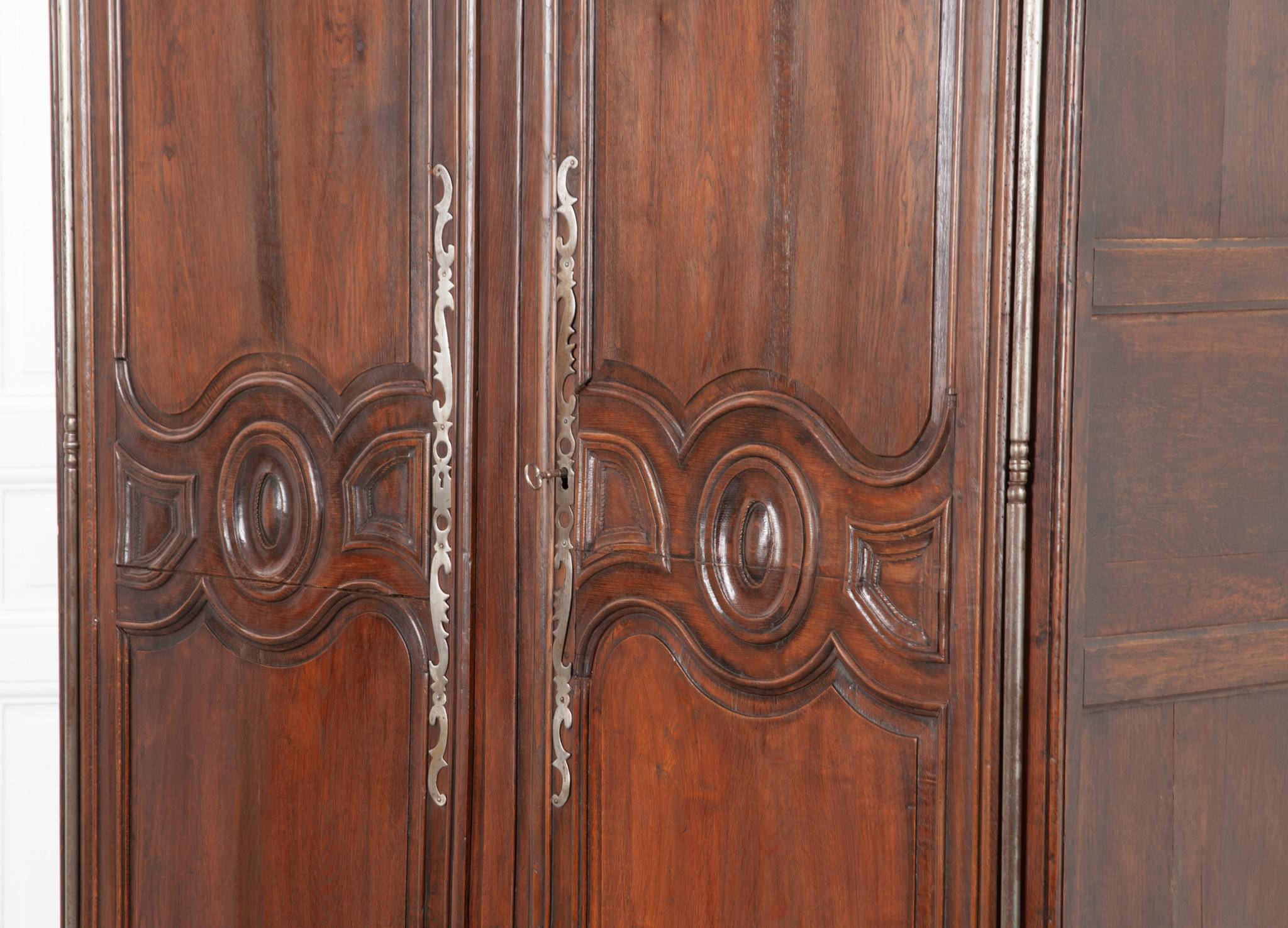 French 19th Century Carved Oak Armoire For Sale 11