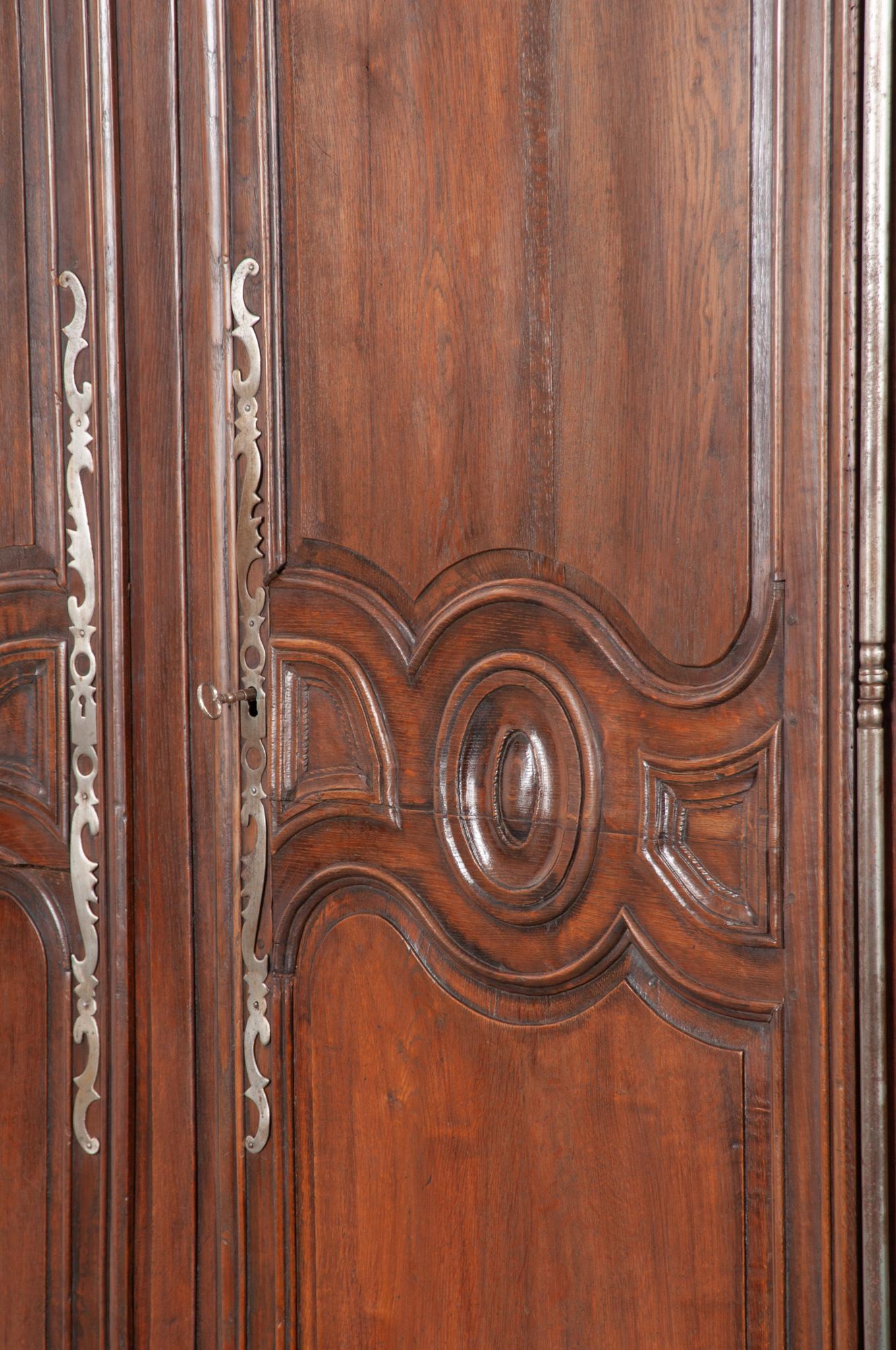 French 19th Century Carved Oak Armoire For Sale 12
