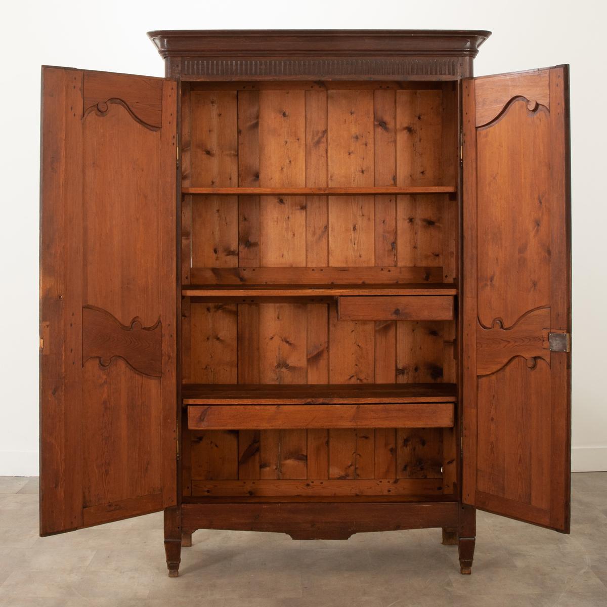 Hand-Carved French 19th Century Carved Oak Armoire