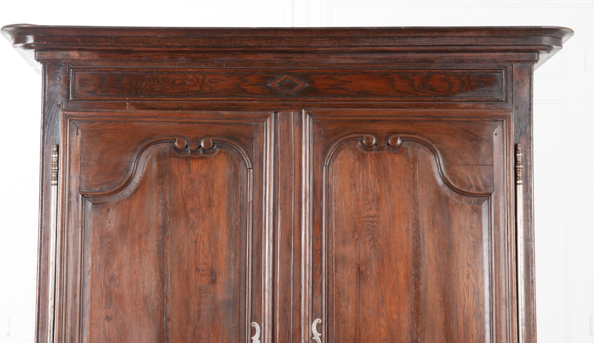 French 19th Century Carved Oak Armoire For Sale 1