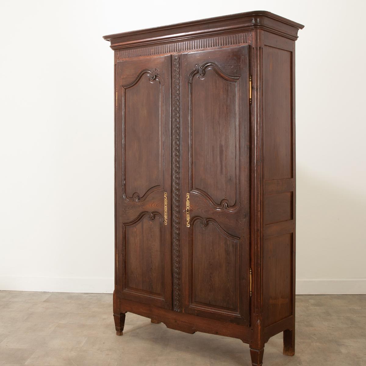 French 19th Century Carved Oak Armoire 2