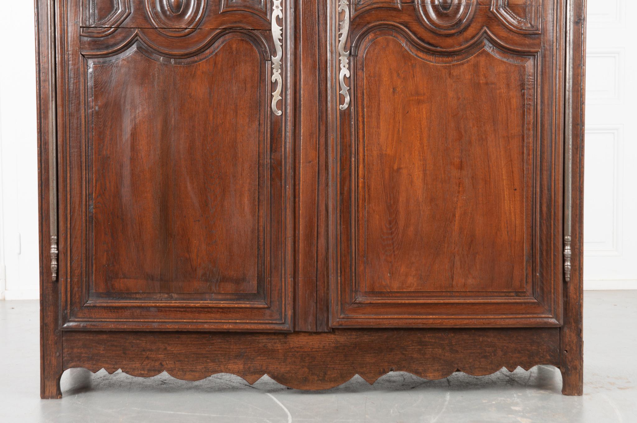 French 19th Century Carved Oak Armoire For Sale 5
