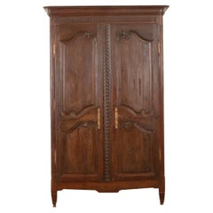 French 19th Century Carved Oak Armoire