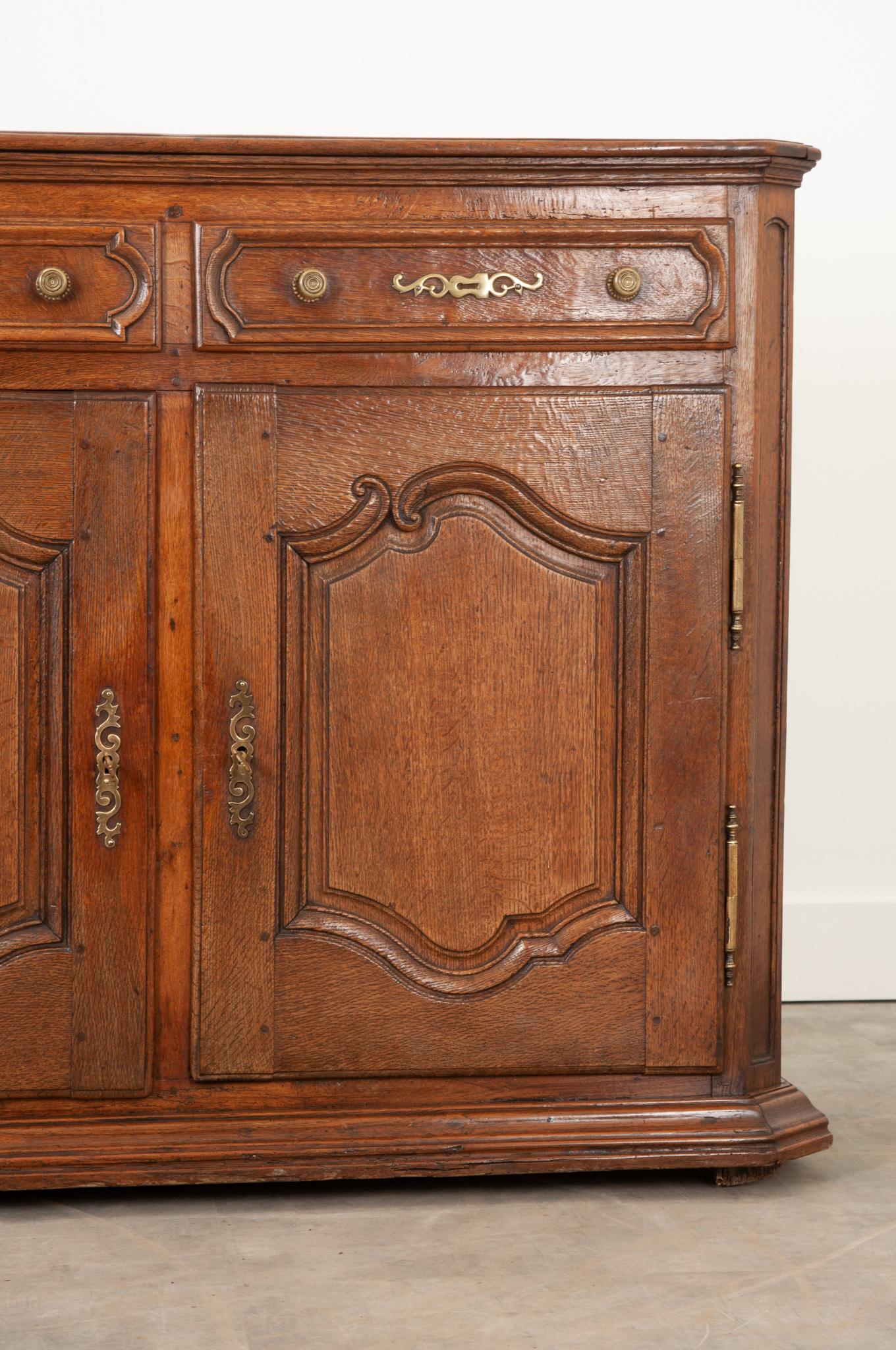 Polished French 19th Century Carved Oak Enfilade