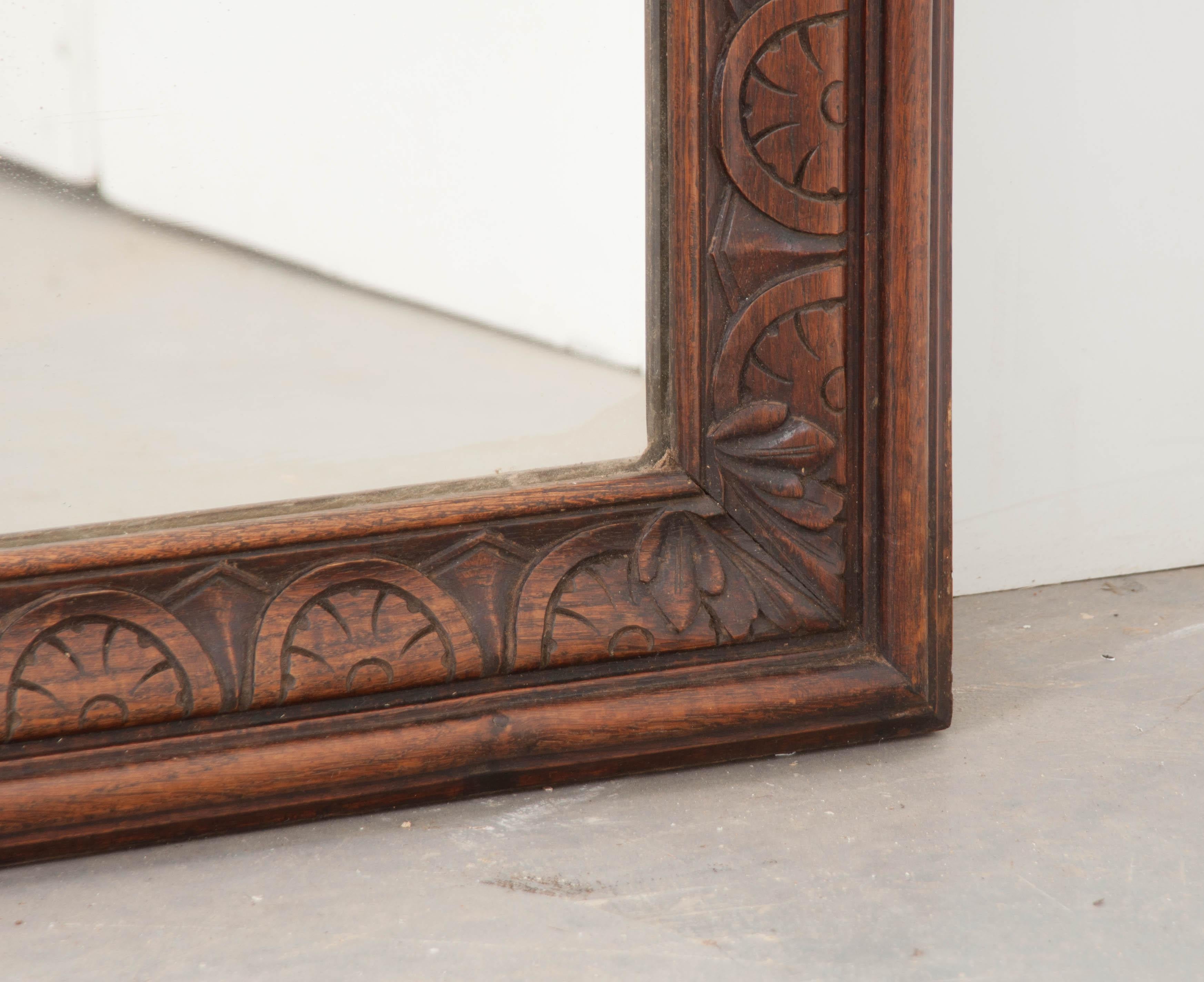 French 19th Century Carved Oak Louis Philippe Mirror 1