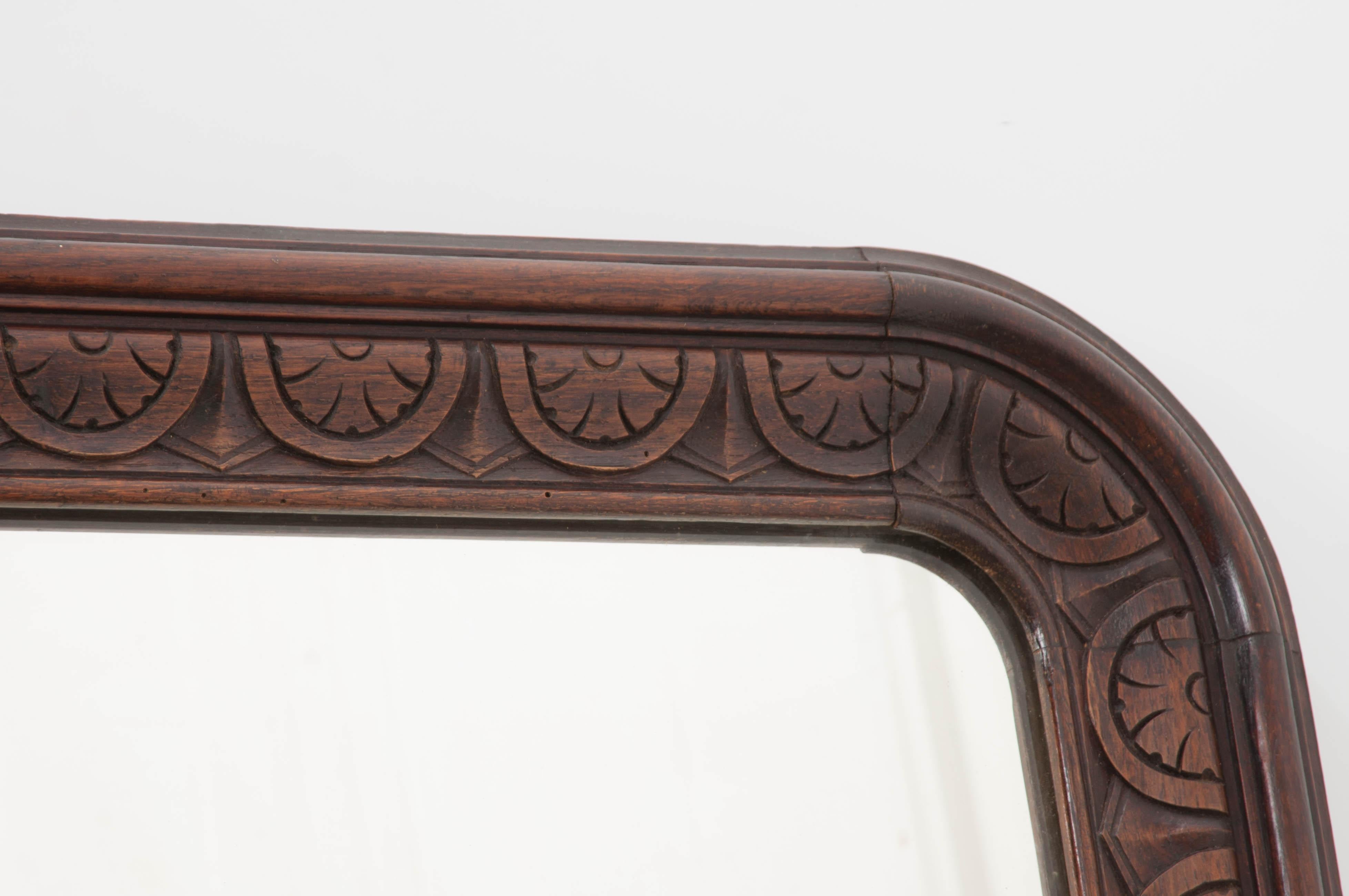 French 19th Century Carved Oak Louis Philippe Mirror 2