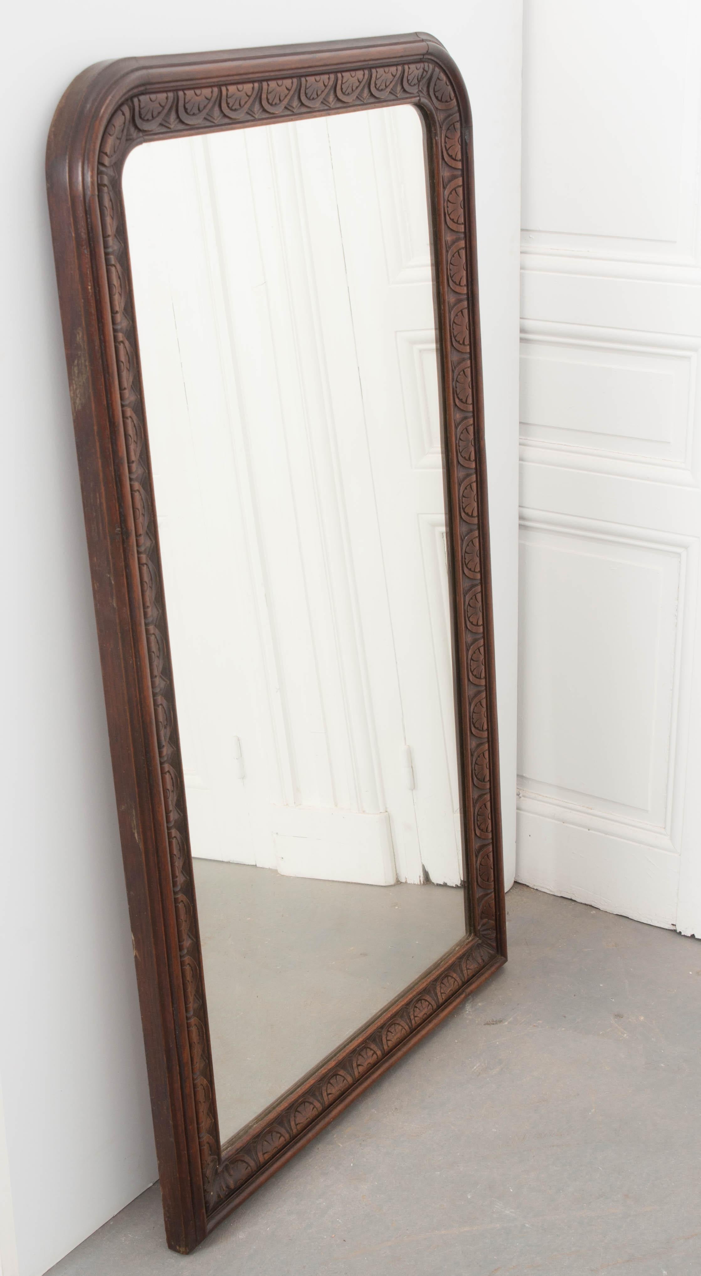 French 19th Century Carved Oak Louis Philippe Mirror 3