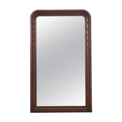 Miroir Louis Philippe français en chêne sculpté du 19ème siècle