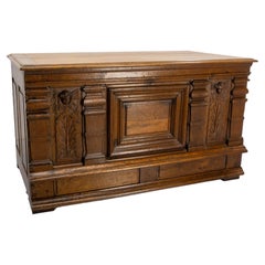 French 19th Century Carved Oak Putti Desk Louis XIII Facade circa 17th Century